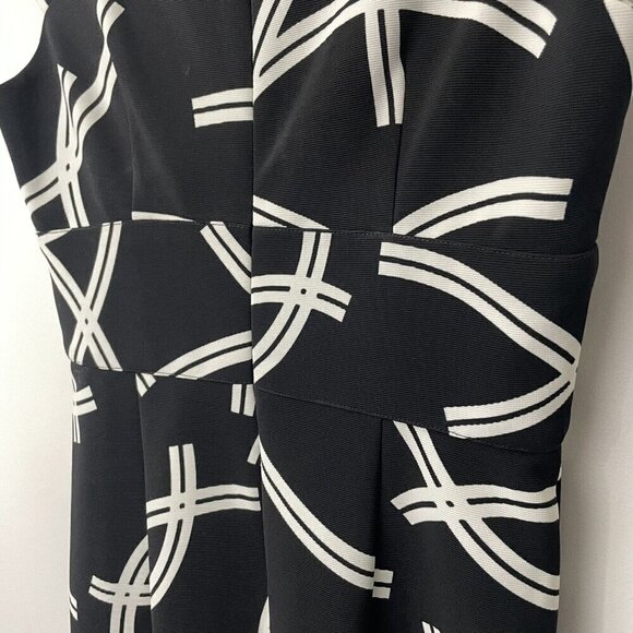 London Times Sheath Dress Sz 10 Black Knee Length Fitted Cap Sleeve A-line EUC - Picture 8 of 11